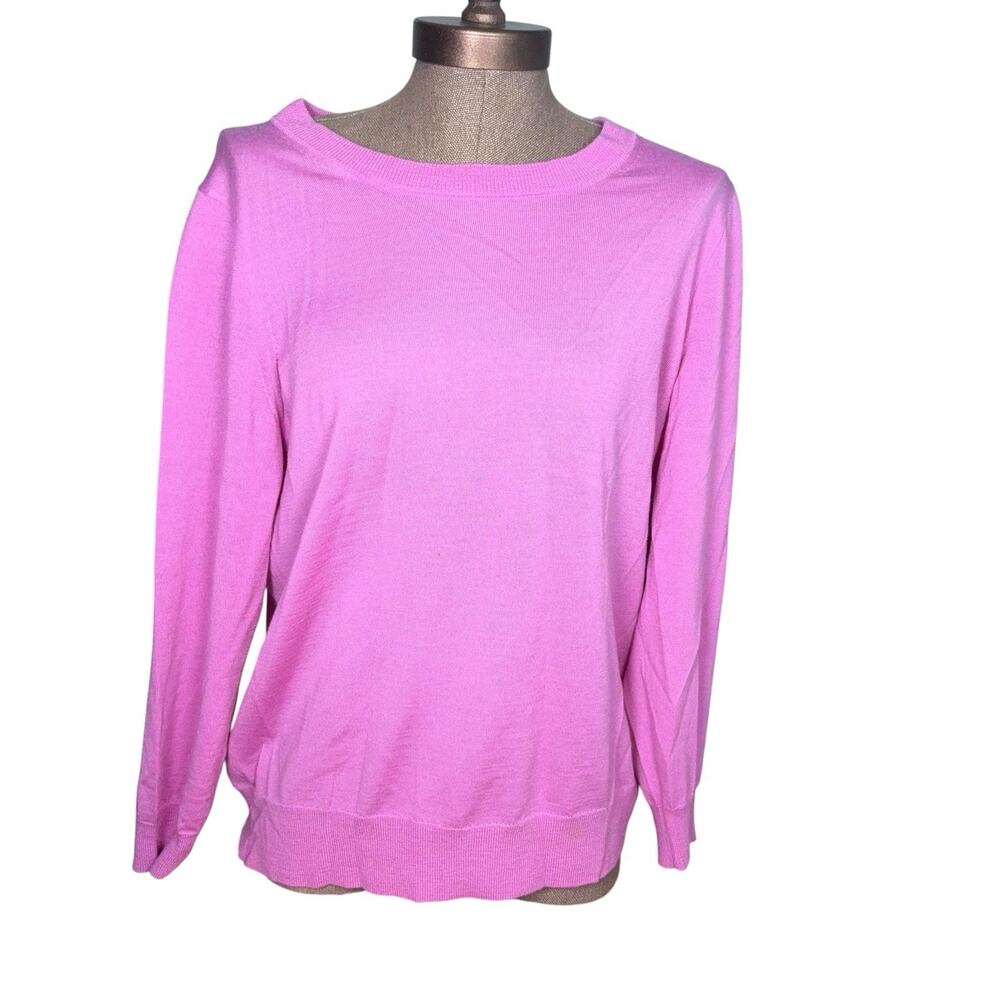 J Crew Merino Wool Sweater Womens XL Pink Crew Neck Pullover Lighweight